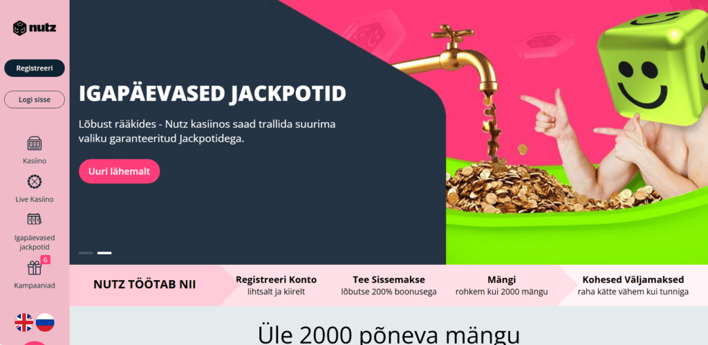 nutz kasiino jackpotid